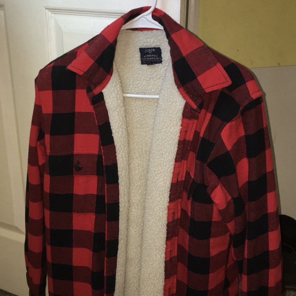 J. Crew Plad fur jacket